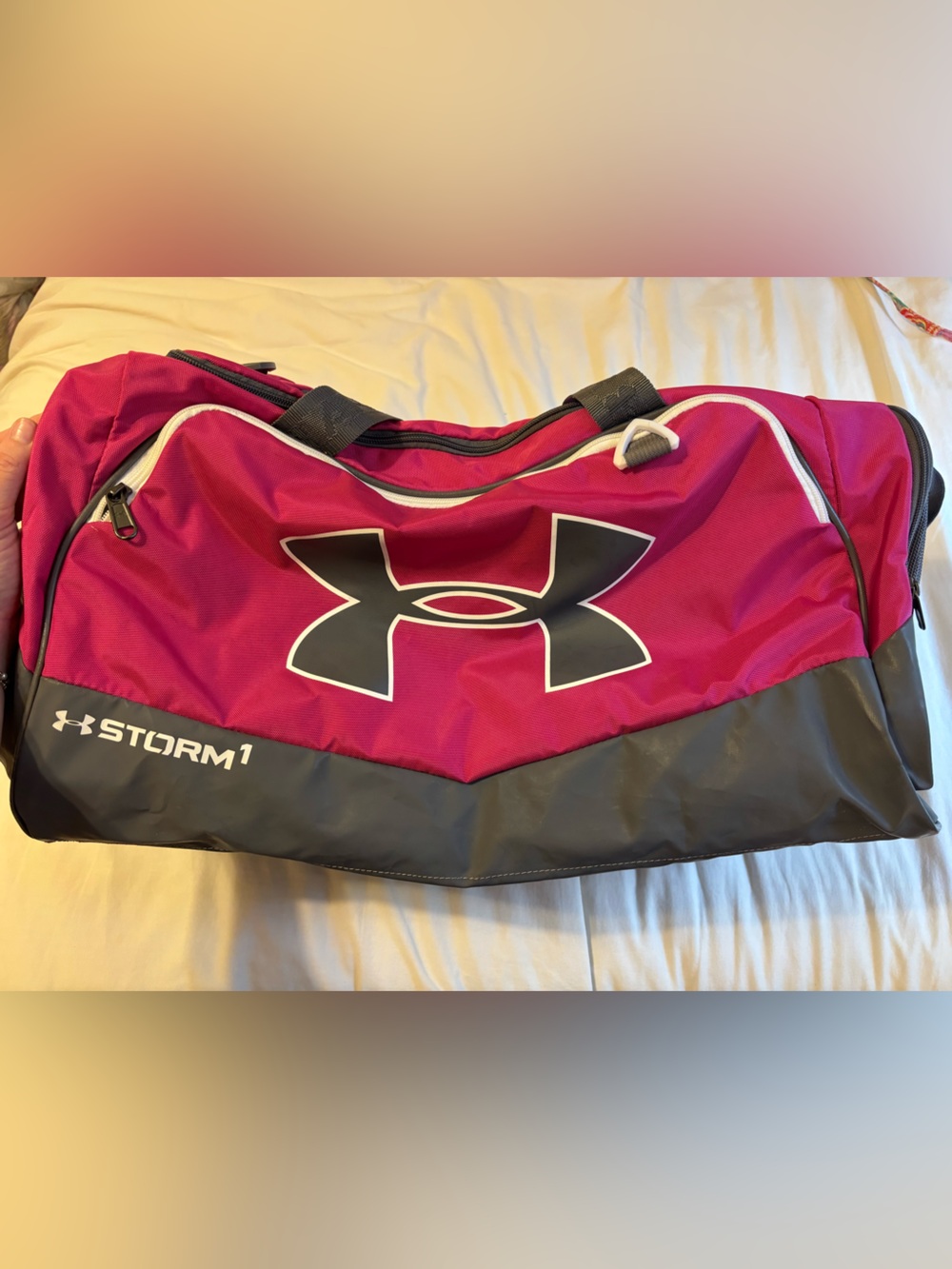 Under Armour Pink and Gray Storm1 Duffel